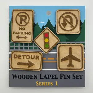 S1 - 2026 - Road Signs - Wooden Pin Set of 5 - With Magnets