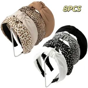 8pcs Fashionable Knotted Wide Hair Bands, Cute and Slip-resistant Headwear for Ladies, Available in Multiple Colors, Trendy and Versatile for Daily Styling Hair Clips