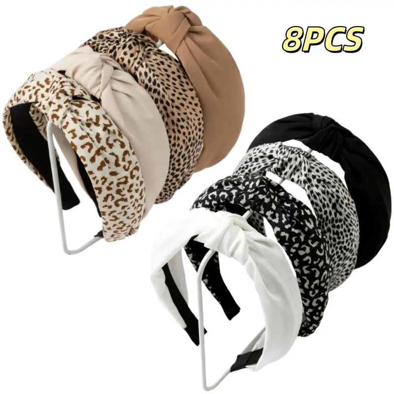 8pcs Fashionable Knotted Wide Hair Bands, Cute and Slip-resistant Headwear for Ladies, Available in Multiple Colors, Trendy and Versatile for Daily Styling Hair Clips