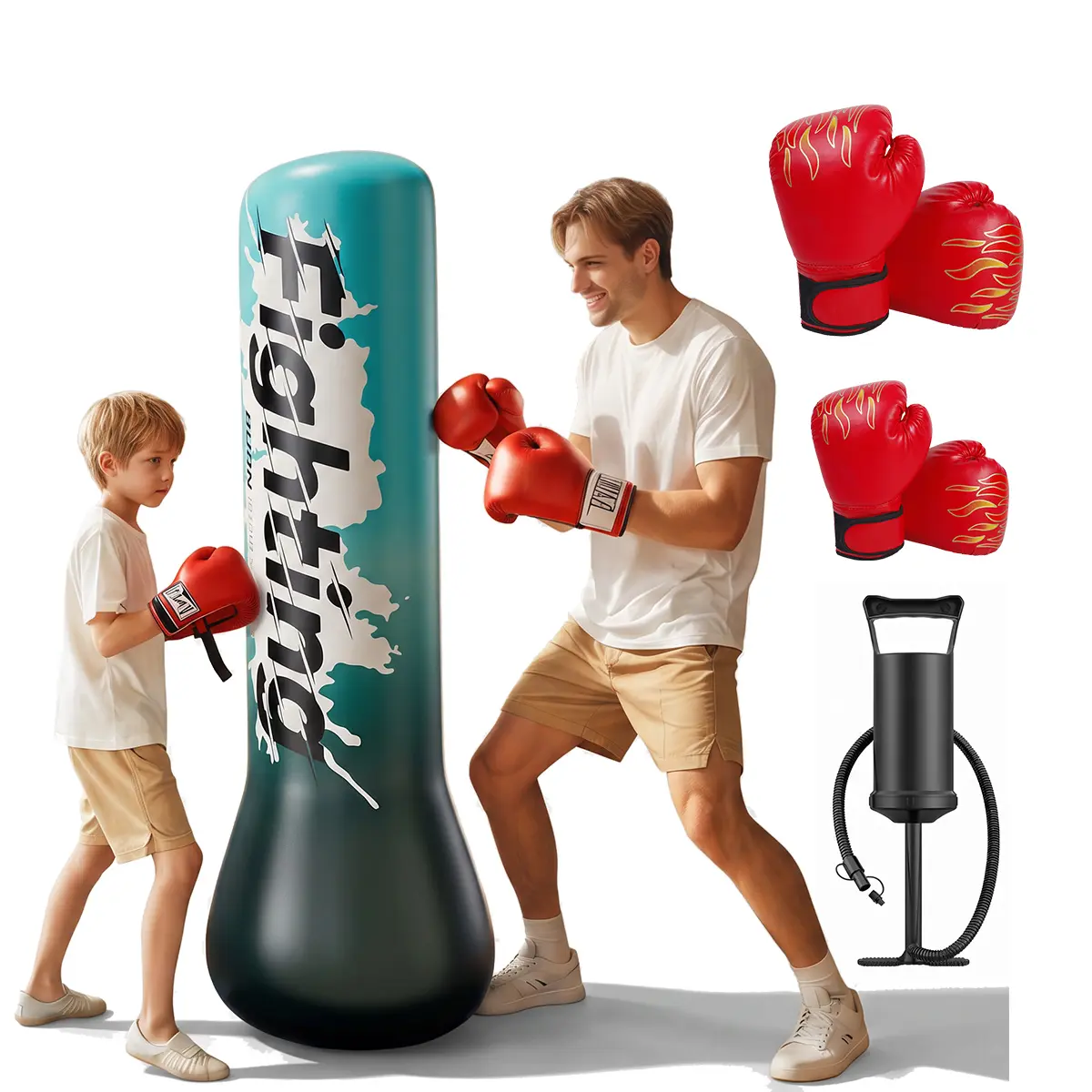 Inflatable Punching Bag for Unisex Kids - Foldable Fit, 48/59-Inch (1.2m Option) Stable Boxing Set, Stress Reliever, Parent-Child Family Play Sports Toy Gift
