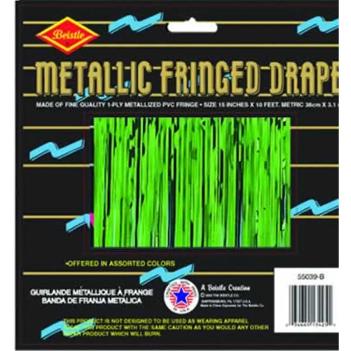 DDI 1907629 Packaged 1-Ply FR Metallic Fringe Drape - Green Case of 6