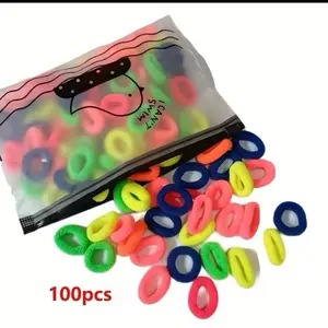 100pcs Nylon Terry Cloth Colorful Seamless Headbands, Hoop Hair Ropes, High-Elasticity Rubber Bands, Ponytail Brackets - Fit Unisex Hair Accessories Essential for Women & Family Year-Round