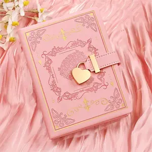 Girls Diary Book with Heart Lock, Elegant Floral Vintage Aesthetic Notebook, B6 Size, 360 Pages, Binding, Secure Lock Closure