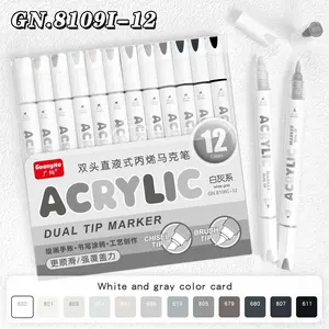 12 Color Dual-Headed Acrylic Markers, Professional Art Supplies for Students, Non-Diffuse Layerable Paint Pens, Drawing Markers, Dual Tip Markers, Back-To-School Gift