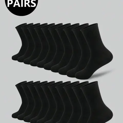 Men's Mid-Calf Socks, Anti-Odor Sweat Absorbent Plain, Casual High-Top Socks, Sporty Socks for Fall Winter Business Outdoor Sports Running Fitness Basketball, Sports Athletic Socks