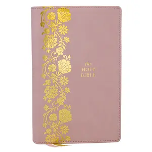 KJV Personal Size Large Print End-of-Verse Reference Bible, Pink Leathersoft, Red Letter, Comfort Print (Thumb Indexed) by Thomas Nelson [Leatherbound Book]