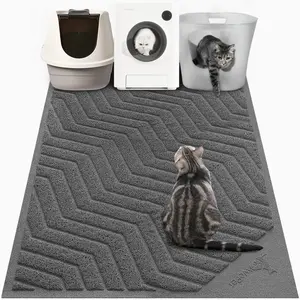 Litter Box Mat(No. 02-2), Kitty  PVC Pad, Durable Trapping Rug, Phthalate Free, -Resistant, Scatter Control, XXL  x 36, Grey