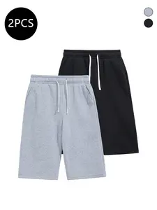 2-pack men’s summer athletic shorts—breathable seven-eighths shorts for running, workouts, fitness, and everyday casual wear.