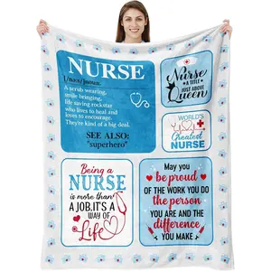 Best Nurse Gifts for Women Blanket 50"x60", Rn Gifts for Nurses Female, Nurse Practitioner Christmas Appreciation Graduation Gifts Idea