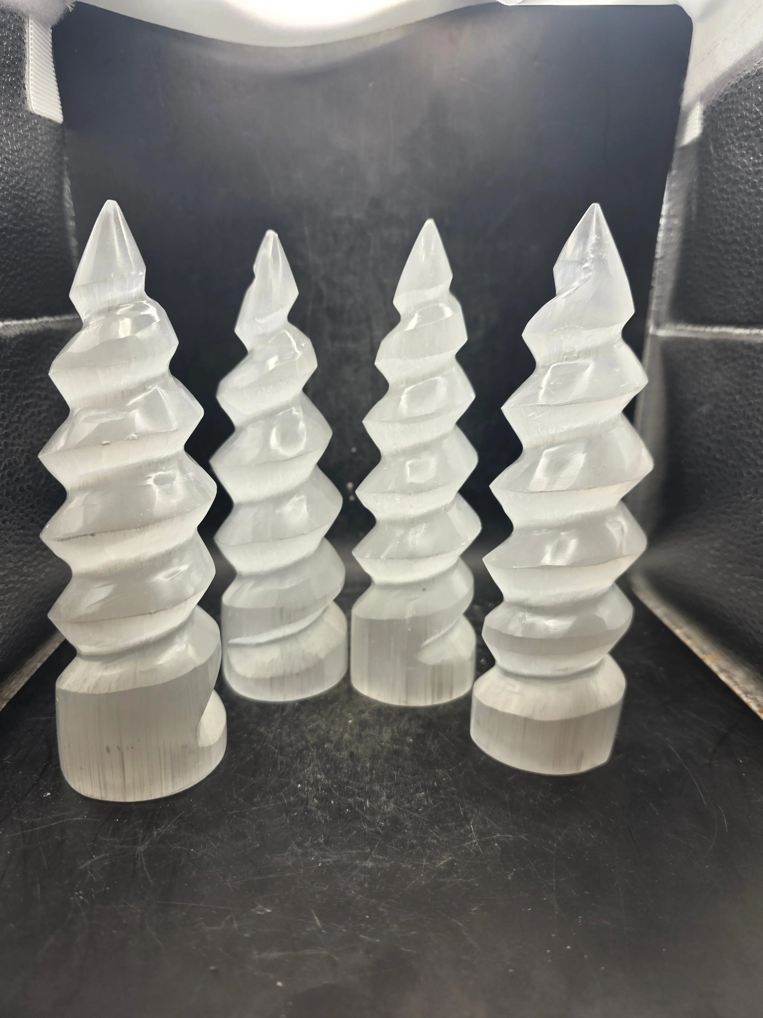 Selenite spiral tower! 6 inches tall, 9.5 ounces!