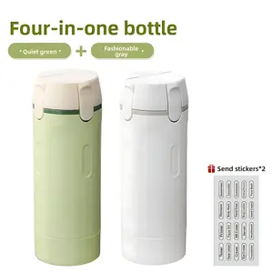 Portable 4-in-1 travel dispenser bottle—leakproof cosmetic shampoo/lotion storage container; compact, refillable silicone toiletry organizer with measurement scale; easy press, smooth flow; travel-size bottles for camping, vacations, gym, and hotel use.