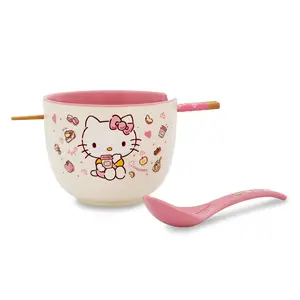 Sanrio Hello Kitty Apples and Cinnamon 20-Ounce Ramen Bowl and Chopstick Set