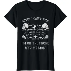 Ouija Board Humor T Shirt Design Featuring A Ghostly Phone Call With Mom