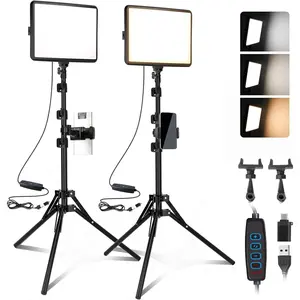 2-Pack LED Video Light Kit,  Studio Light, 2800-6500K Dimmable Photography Lighting Kit with Tripod Stand&Phone Holder, 73" Stream Light for Video Recording, Game Streaming,