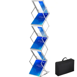 fathersdaygift VEVOR Foldable Magazine Display Rack, 6 Pockets Pop-Up Brochure Display Stand, Double-Sided Display Catalog Literature Holder Stand, Portable with Carrying Bag for Office Trade Show Exhibitions
