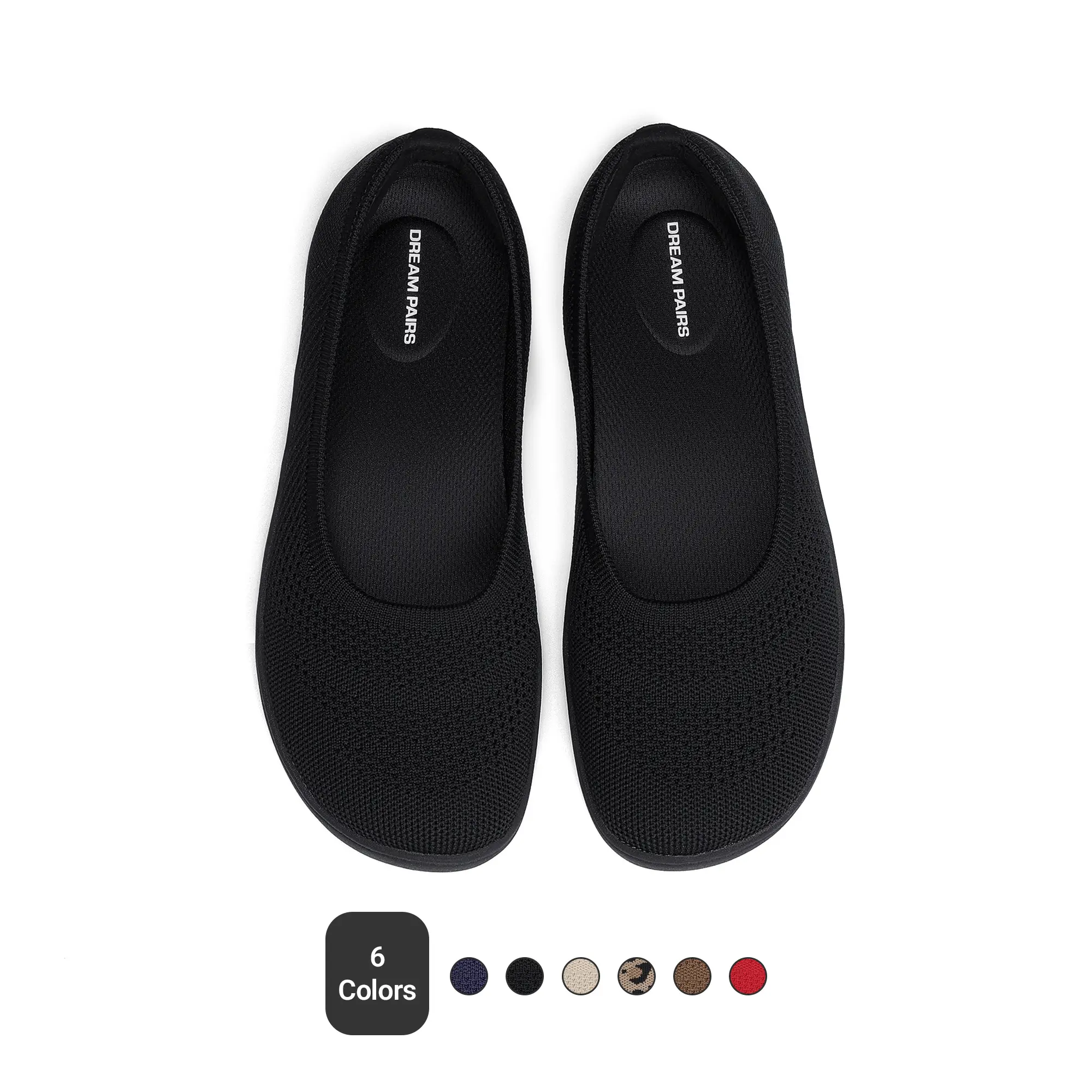 DREAM PAIRS Women's Ballet Wide Toe Flats | Arch Support, Comfort Barefoot, Knit Breathable, Anti-slip Flats Walking Shoes