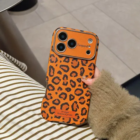 Leopard Print Phone Case Cover Protector Casing for iPhone 17-14 Series, Leather Feel, Protective Anti-Drop Shockproof, Includes Bracelet, Unique Design, Cellphone, Smartphone, Accessories, Mobile Phone Casing