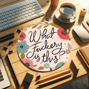 Floral Letter Pattern Mouse Pad, Multipurpose Round Small Mouse Pad, Non-slip Rubber Base Mouse Mat, Office Supplies Office Decor For Home Work Game