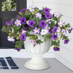 Artificial Fake Flowers Plants for Outdoor Decoration, 2pcs Faux Petunias Silk Flower, UV Resistant No Fade