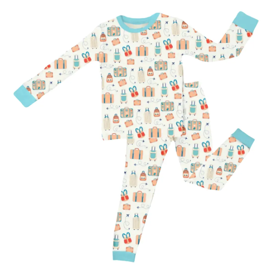 Zip N' Bear Bamboo Pajama Set Buttery Soft 2 Piece PJs for Boys Kardashian Favorite - Carry On Cubs (3 Free Underwear)