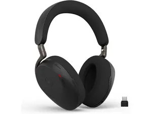 Jabra Evolve3 85 Over-Ear Wireless Bluetooth Headset with Microphone for Work, AI Voice Call Technology, Adaptive Active Noise Cancellation, 25-Hour Battery, USB-C, Microsoft Teams Certified, Black