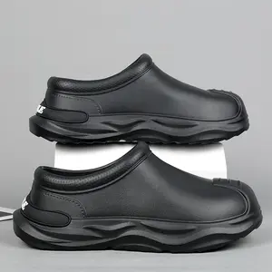 Men's shoes slippers autumn and winter kitchen non-slip waterproof and oil-proof one-pedal black men's work chef shoes