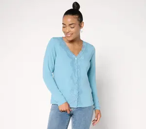 Me by Jennie Garth Astor Long Sleeve Lace Detail Top