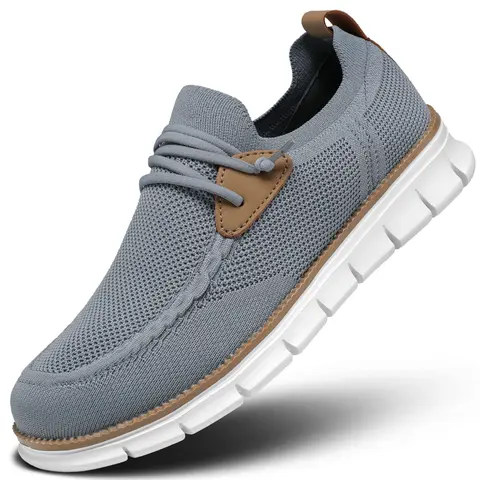 Men's Knitted Mesh Oxfords - Lace-Up, Lightweight, Chic, Closed Sports Footwear with Soft Insole, Comfortable Durable Training Everyday Sneakers for Casual Walking