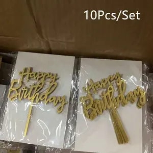 10/20 Pack Birthday Happy Acrylic Cake Decorations, Modern Letter Pattern, Party Supplies, Perfect Gift for Family and Friends