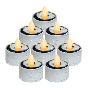 Solar Tea Lights Outdoor Waterproof, Dusk to Dawn Outdoor Lighting, Reusable LED Tea Light Candles for Lantern Garden Camping and Home Decor, Pack of 8, Warm White