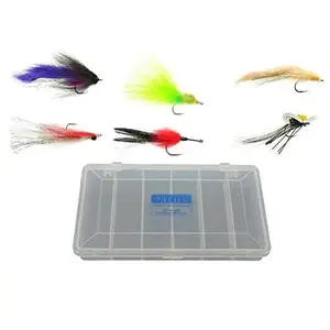 DiscountFlies Tarpon Saltwater Fly Fishing Flies – Fishing Kit w/6 Assorted Flies + Fly Box – Realistic & Effective Fly Fishing Accessories – Saltwater Flies for Fly Fishing on Strong Sharp Hooks