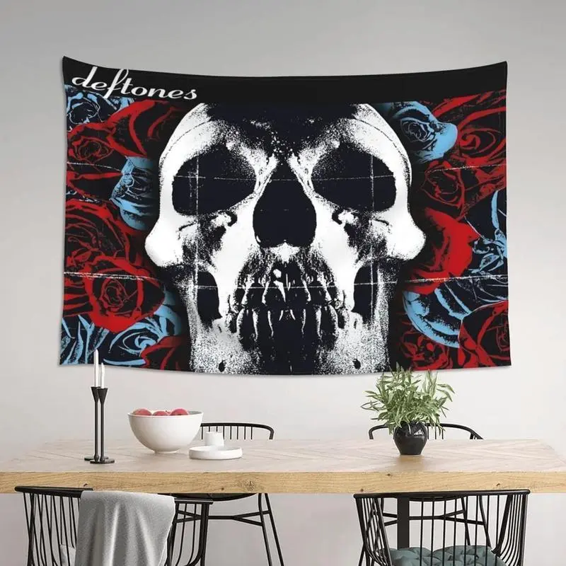 Deftones Skull Art Signature Tapestry - Anti-Pilling Multi-Size Wall Decor, Synthetic 30*40 Inch/40L" x 30W" Gothic Home Hanging, Machine Washable Smooth Cool Bedroom Party Supplies
