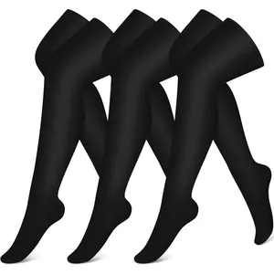 Compression Socks (3 Pairs) Knee High Compression Sock for Women & Men Stockings for Running, Cycling,Athletic Halloween Bat Themed Thigh High Stockings