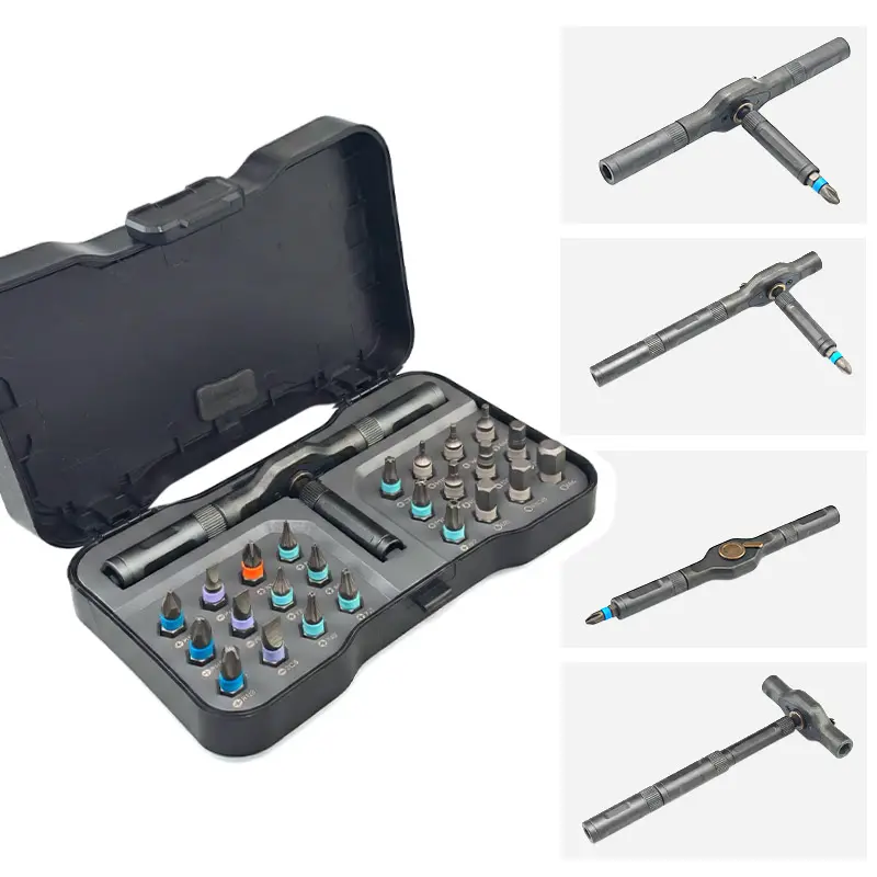24 in 1 Magnetic Ratchet Screwdriver Set, Pocket Portable Hand Tools, DIY Compact Home Repair Tool Box with Interchangeable Bits, Switchable Multi-Tool Kit