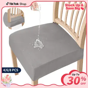 【mothersdaygift】Easy-Going Chair Seat Covers Set of 2,4,6,8, Waterproof Stretch Chair Seat Slipcovers Protector, Removable and Washable Kitchen Covers, Cushion Cover, Kitchen Hacks, Dining Room