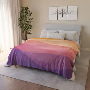 Sunset Wave Watercolor Fleece Sherpa Blanket | Pastel Gradient Throw