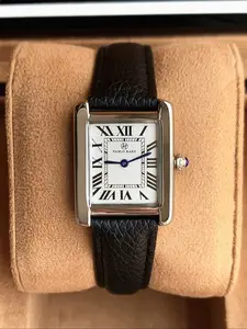 Women's Luxury Silver Color Stainless Steel Square Watch, Leather Strap, Roman Numeral Dial, Elegant Quartz Watch for Daily Use, Square Dial Wristwatch