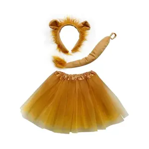 Gold Lion Costume Set for Adults & Plus Size – Lion Headband Ears, Gold Tutu Skirt & Tail – Halloween & Cosplay Outfit