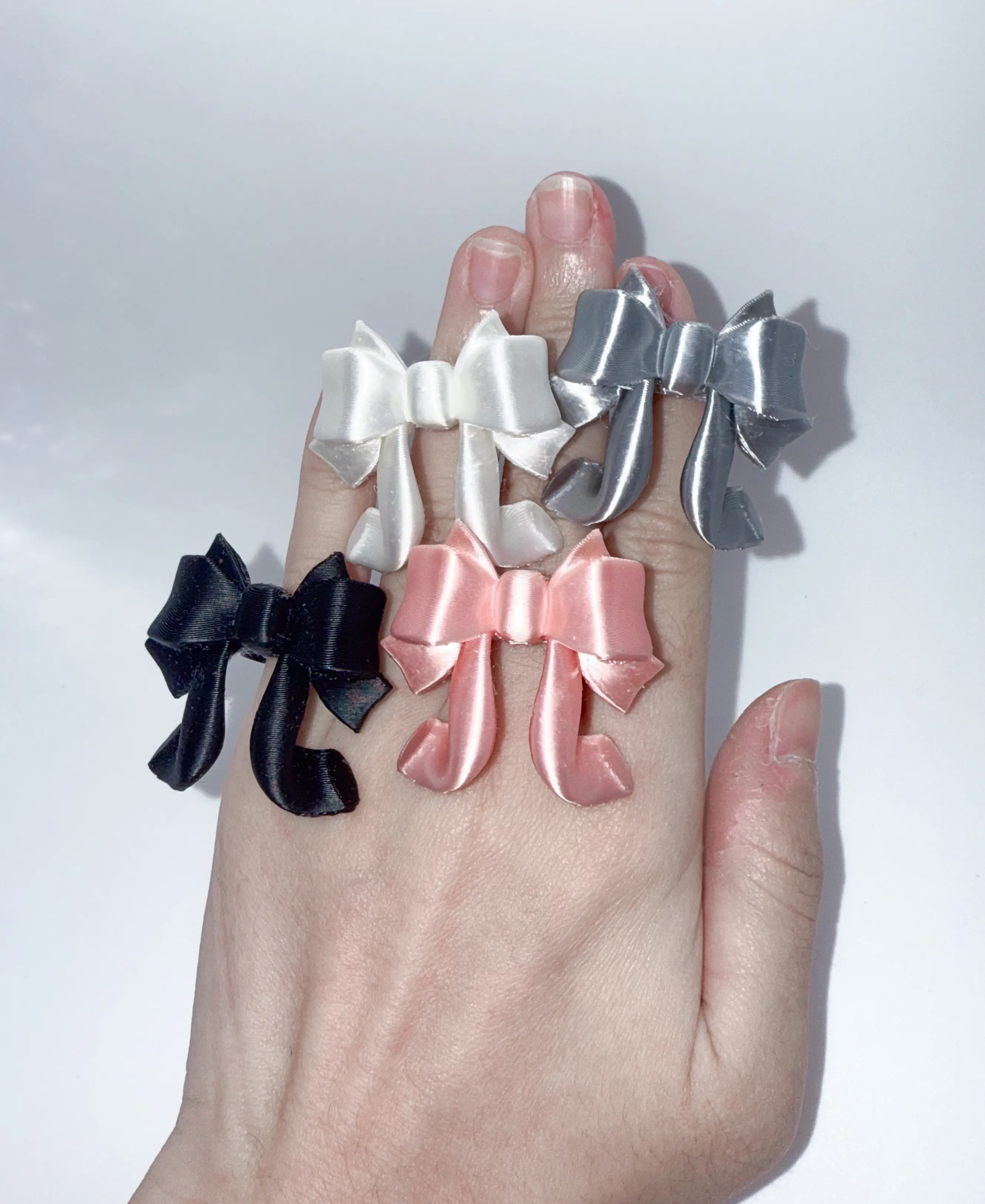 Bow Ring Balletcore Jewelry Barbie Harajuku Statement Ring Twee Style 3D Printed PLA Silk Coquette Kawaii Y2K Soft Girl Fashion Accessory