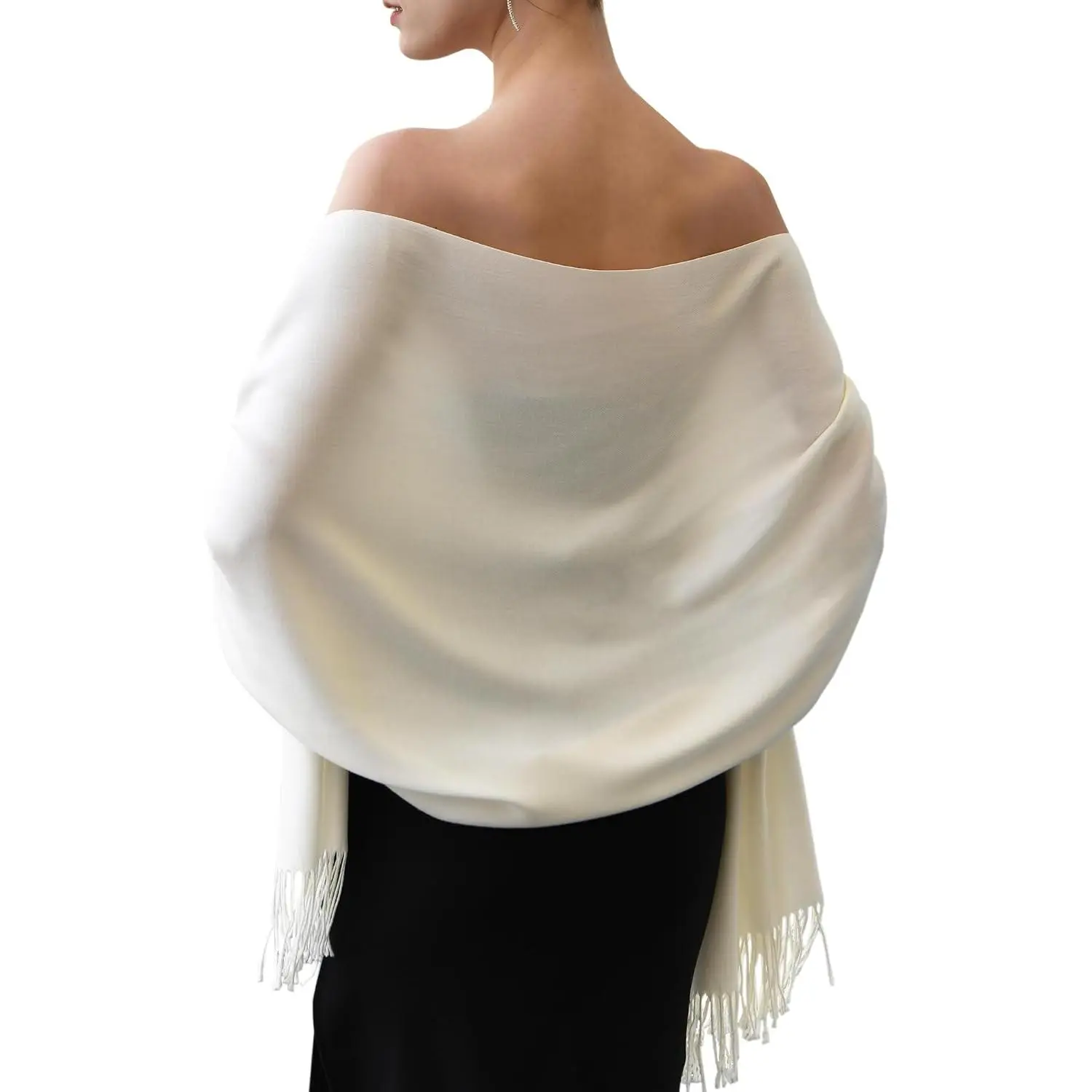 Women's Cashmere-Feel Modal Viscose Shawl Wrap Scarf, Hand Wash Only, Wedding Wear Fashion Accessory, Female Evening Bridesmaid Gift, One Size, Solid Colors