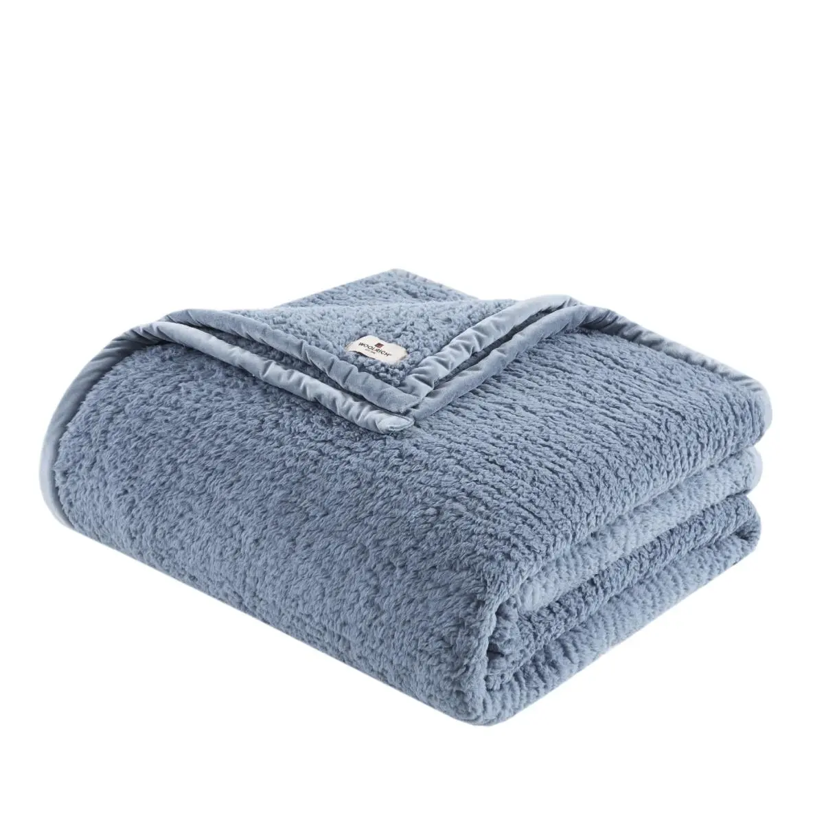 Woolrich Burlington Berber Velvet Casual Soft Blanket - Solid Blue, Full/Queen Size, Warming Blanket for Cozy Warmth, Machine Washable Home Decor for Layering Beds