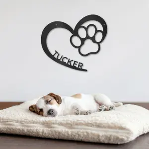 Puppy Love Monogram - Personalized Metal Sign