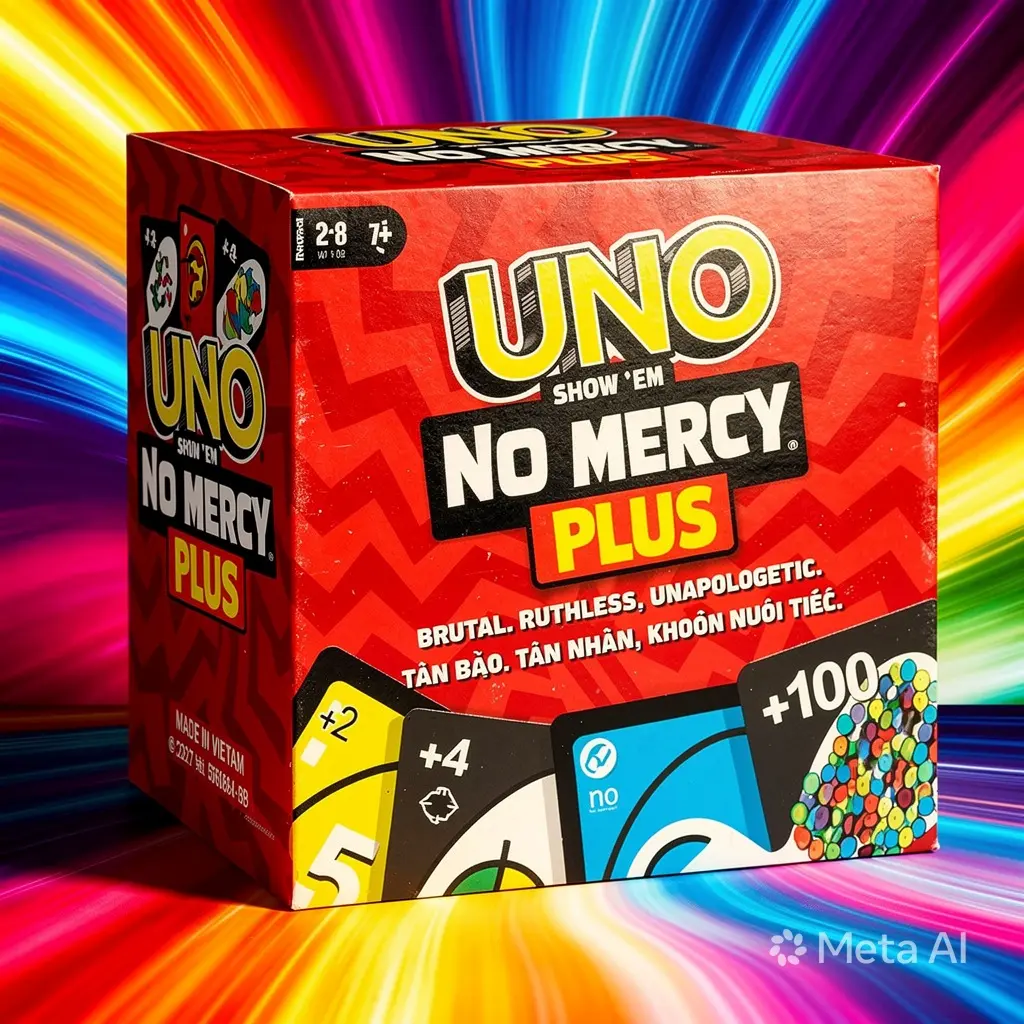 220-Card UNO No Mercy Deck, Ultimate Party Card Game with +100 New Cards, Fun Family Entertainment Game