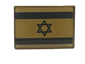 Israel Pin with Star of David Design Gold and Black Striped Flag Accessory