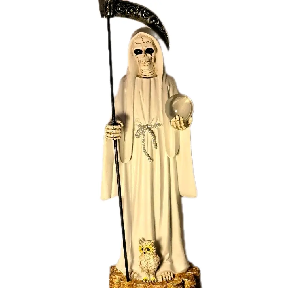 17-in Santa Muerte Statue, Unique Religious Decor - Home Supplies, Room Decor Figurines for Home Office Focal Point, Black Ornaments Gift