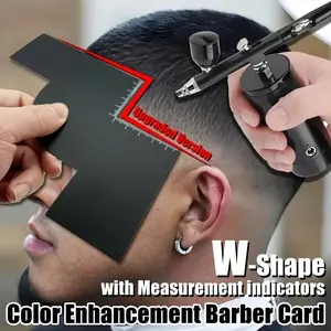 Upgraded W-Shape Barber Card  Precision Hairline & Beard Shaping Tool with Measurement Guides Heatless Styling Tools