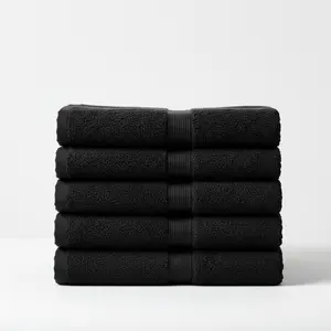 Black Turkish Cotton Bath Towels – Set of 6
