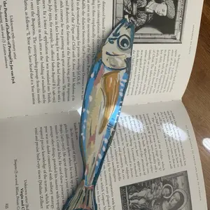 Handmade Paper Laminated Fish Bookmark | Ocean Inspired Bookmark | Unique Book Lover Gift | hanging book mark