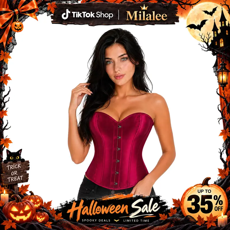 Milalee Corset Top for Women Sexy Plus Size Bustier Corset Lingerie Vintage Satin Waist Cincher Halloween Renaissance Costume Shapewear 808 Outfit Womenswear