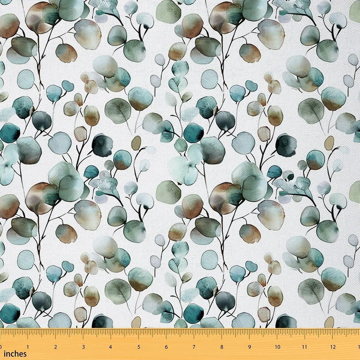 Rustic Farmhouse Upholstery Fabric Watercolor Eucalyptus Leaves Outdoor Fabric Boho Botanical Plant Waterproof Fabrics ChairsNature Theme Outdoor Indoor DIY Decor